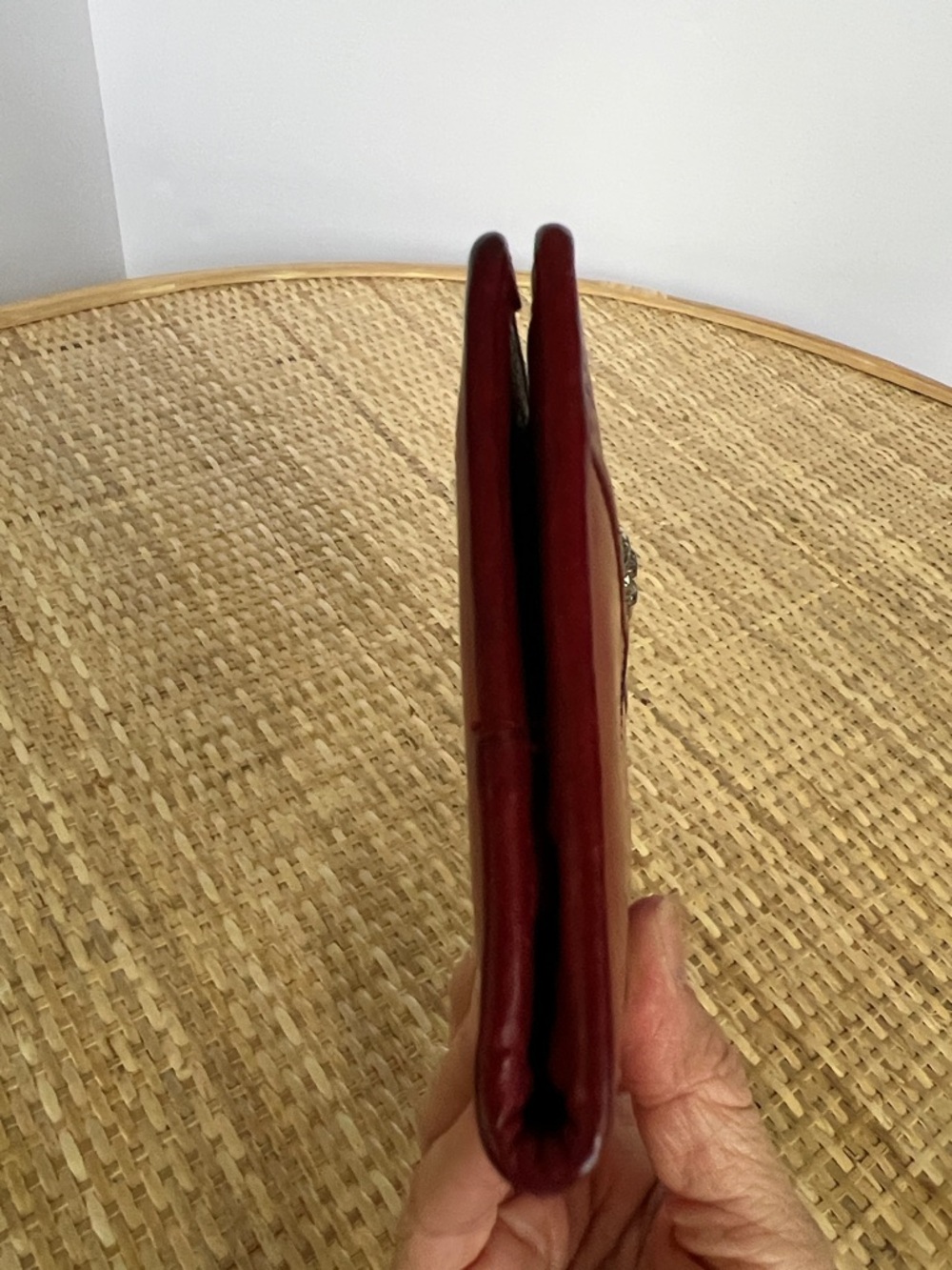 vintage Brighton red leather bifold wallet snap closure heart zip metal clasp - Picture 7 of 14